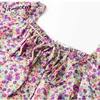 Yitimuceng старинные оборками цветочные пинты мини высокие талии платья женщин квадратный воротник A-Line летнее французское модное платье 210601