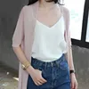 Blusas mode chic zomer vrouwen blouse chiffon v-hals losse mouwloze shirt voor vrouwen sexy eenvoudige solide vrouwelijke top 14264 210527