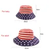 Fashion Street American Flag Fisherman Hat Bomull Sommar Bucket Cap Baby Män Kvinnor Solskyddsmedel Solhattar