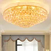 LED Modern Crystal Ceiling Lights Fixture American Luxury Pendant Lampa European Round Gold Hanging Lamp Hotel Home Inomhusbelysningsdiameter100cm