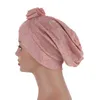 Bow-tie Glitter Headscarf Bonnet Women Turban Caps Hijabs Muslim Head Wraps Hats Turbante Mujer Turban Cap Headwear beanie hat