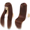 Brazilian Straight Ombre Human Hair Wigs For Women Full Wig With Bang Silk Brown Purple Highlight Wig Remy 30inch