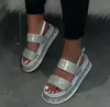 Женские сандалии дамы открытые пальцы пайки ремешка накладки на платформе платформы мода повседневная женская летняя пляжная обувь горячая толстая нижняя