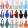 80CM Vague Lâche Perruques Synthétiques pour Femmes Cosplay Perruque Blonde Bleu Rouge Rose Gris Violet Cheveux pour fête humaine Halloween Cadeau De Noël