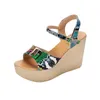 Summer Beach Boho Floral Wedge Sandals Women Ankle Strap Platform Gladiator Shoes Woman High Heels Sandalias Mujer 2021 Y0721