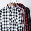 Outono Casual Men's Flannel xadrez Camisa Marca Macho Negócios Escritório Vermelho Vermelho Checkered Manga Longa Camisas Roupas 220312