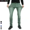 Brother Wang Brand Men's Elastic Jeans Fashion Slim Skinny Jeans Casual Pants Trousers Jean Male Green Black Blue 210622