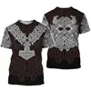 Roupa de marca Viking Tattoo Padrão Imprimir 3D Camiseta Homens T-shirt de Verão Engraçado T-shirt Manga Curta O-Pescoço Tops Drop 210629