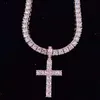 Hanger Kettingen Mannen Vrouwen Hip Hop Kruis Ketting Met 4mm Zirkoon Tennis Chain Iced Out Bling HipHop Sieraden Mode gift