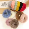 12 stks Verschillende kleuren Konijn Cover Tie Eenvoudige elastische Effen Kleur Scrunchies Haarkabel Imitatie Mink Down Bont Ribben