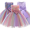 2021 New Baby Girls DrLace Tutu Rainbow PrincDrBridesmaid Dresses For Girls Children Clothing Vestidos 2 3 10 Years X0803