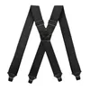 Heavy Duty Work Suspenders for Men 38cm Wide X-Back with 4 Plastic Gripper Clasps Adjustable Elastic Trouser Pants Braces-Black