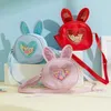 Borse e borsette in pelle per bambini Mini borsa a tracolla per ragazze con orecchie di coniglio carina Pochette piccola portamonete per bambini Kawaii