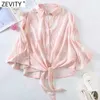 Zevity Women Fashion Tie Dye Utskrift Casual Kimono Skjorta Kvinna Hem Bowknot Söt Blus Roupas Chic Chemise Toppar LS9387 210603