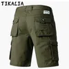 Shorts pour hommes pantalons de travail d'été mode militaire pantalons courts Cargo avec multi-poches pur coton confortable 210716