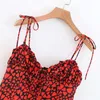 Boho noir coeur rouge imprimé crop top femmes dos nu sexy halter cami top streetwear bohème spaghetti sangle sexy tops été 210308