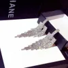 Diseño Crystal Long Borla Cuelga Pendientes para Mujeres S925 Sterling Silver Aguja Pendiente de noche 2021
