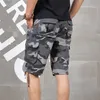 Sommar Mens Baggy Multi Pocket Militär Camo Shorts Cargo Loose Breeches Male Long Camouflage Bermuda Capris Plus Storlek 210629