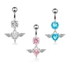 Angel Wings Сердце Пупка Кольцо Циркон Сексуальное Длинное Животное Звонящее сердце Пирсинг Хирургические Женщины Belly Button Кольцо Пупка Ювелирные Изделия