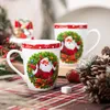 VEWEET SANTACLAUS SANTACLAUS Modèle de Noël en porcelaine Thé à café de thé Tasse Coupe Set Family Office Festival Fête cadeau