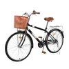 Bicicleta adulto commuter 26 polegadas cidade retro grande capacidade de carbono cesta de aço alto assento de rebite de aço travessão travão traseiro