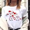 女性のTシャツ漫画Mティークリスマスサンタクロースシャツツリースノーマンプリント2022ハッピーイヤーホリデーファッションXL
