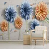 Bakgrundsbilder Custom 3D Po Chrysanthemum torr blomma tapet väggmålning för säng bakgrund blommig väggpapper klistermärke dekor