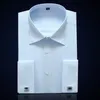 Men's Dress Shirts French Cuff Button Tuxedo Shirt Long Sleeve Business Formal Party Wedding Evening Banquet Clothing With Cufflinks