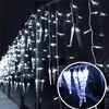 Sznurki Świąteczne Festoon LED Sopel Fairy Curtain Light 4M Waterfall House Year Halloween Garden Patio Decoration 8 Tryby.