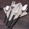 Genuine Top Quality Dinnerware Black Handle 4 Piece Stainless Steel Cutlery Set Western Dinner Service Tableware