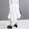 Skirts Women Asymmetric Mesh High Waist Midi Skirt White Fashion Korean Cute Harajuku Irregular Lace Summer Ladies 2021