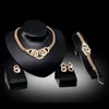 Örhängen Halsband Guld Vintage Smycken Satser Afrikanska Bead Beads Statement Armband Ring Kvinnor Bröllopsfesttillbehör