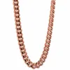 Шикарные кубинские цепочки Майами для мужчин, ювелирные изделия в стиле хип-хоп, цвет розового золота, толстое, широкое, массивное, из нержавеющей стали, ожерелье Gift229h
