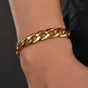 Link Chain Mens 18K Gold Armband Chunky rostfritt stål Curb Cuban Armband för kvinnor unisex handledsmycken gåvor kent22