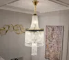 Moderne kristallen grote kroonluchter luxe villa woonkamer holle bekleding spiraalvormige trap