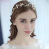 Jonnafe Altın Çiçek Saç Asma Düğün Tiara Kadınlar Bandı El Yapımı Gelin Saç Parça Aksesuarları Takı X0625