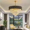 Luxury K9 Crystal Chandeliers For Living Room Bedroom Black Metal Led Indoor Lighting House Decoration