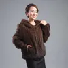 manteau de fourrure de vison haut à manches longues pour femmes mode all-match veste en tricot de vison manteau de fourrure tricoté en vison 210816