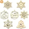 10 PCS DIY Naturel Flocons De Neige Forme De Cerf De Noël En Bois Suspendus Ornements Pendentifs Ornements De Noël Enfants Cadeaux Décorations Y201020