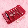 Smycken påsar, väskor Portable Travel Organizer Box Roll PU Läder Smycken Förvaring Påse För Ringar Örhängen