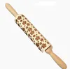 Wooden Rolling Pin Rose Love Heart Shaped Embossing Baking Cookies Noodle Biscuit Fondant Cake Dough Patterned Roller Flour Stick SN2504