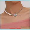 & Pendants Jewelryimitation Pearl Choker Necklace For Women Collar Rhinestone Heart Pendant Punk Jewelry Fashion Necklaces Drop Delivery 202