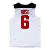 Custom 2014 D. Rose Basketball Jersey USA Derrick Herren genäht White Blue Size S-4XL Jeder Name und Nummer Top Qualität