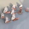 Creative Rose Golden 3D Naklejki ścienne Hollow Butterfly Dla Dzieci Pokoje Wystrój Domu DIY Lodówka Naklejka Dekoracja 12 sztuk / zestaw