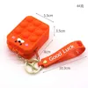 Squid Game Keychain Fidget Toys Mini Bubbles Bag Sensory Rubber Silicone Purse Key Ring Bubble Puzzle Cases Wallet Coin Bags For Children
