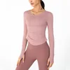 Luluwomen Yoga Tops Mulheres Esportes Correndo Magro Manga Comprida Roupas de Fitness Menina Laranja Cinza Rosa Tamanho Grande Camisetas de Exercício Treino Tops
