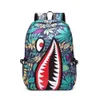 20-35L USB Laddningshamn Ryggsäckar Unisex Cartoon Shark Axelväska Studenter SchoolBag Bokpaket Junior High School Bags Sport Travel Tote G81hnox