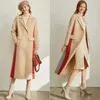 Minimalismus Frauen Winter Dicke Doppel Woolen Mantel Mode Gespleißt 93% Wolle Weibliche Wadenlang 11970487 210527