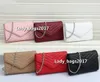 Women Chain Fil Flap Presher Clutch Lady Lady Houder Bage Cowhide Leather Handbag Presbyopic Card Card Messenger Messenger Evening Caviar 24cm