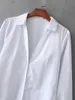[Deat] zomer mode single-breasted effen kleur sjerpen lange mouwen turn-down kraag persoonlijkheid vrouwen shirt 13Q358 210527
